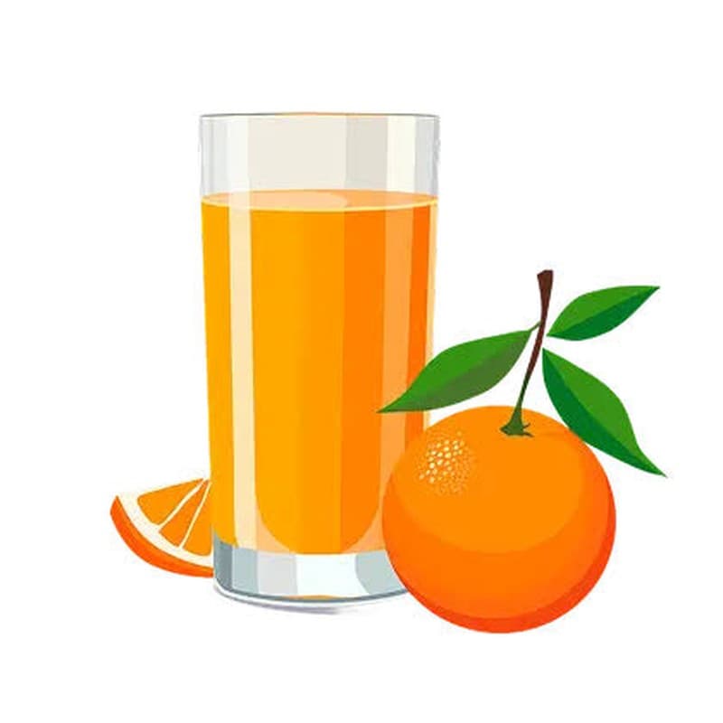 Glass of orange juice with fresh orange