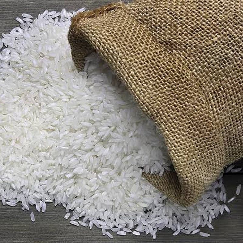 Rice spilling from a sack