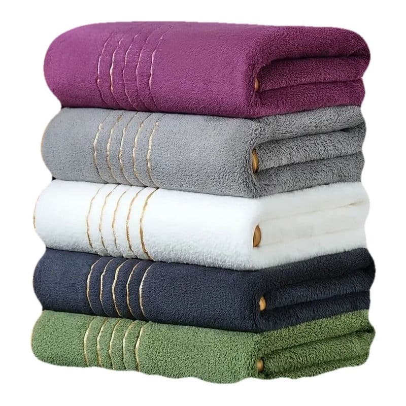 Plush Bath Towel with Gold Trim